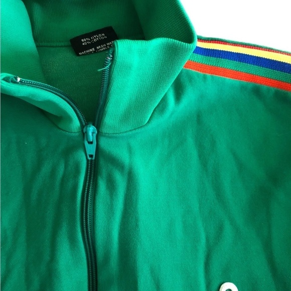 VTG Demetre Ladies 2PC Track Jacket Crop Jogger Pant L Green Rainbow Stripes - Picture 5 of 11